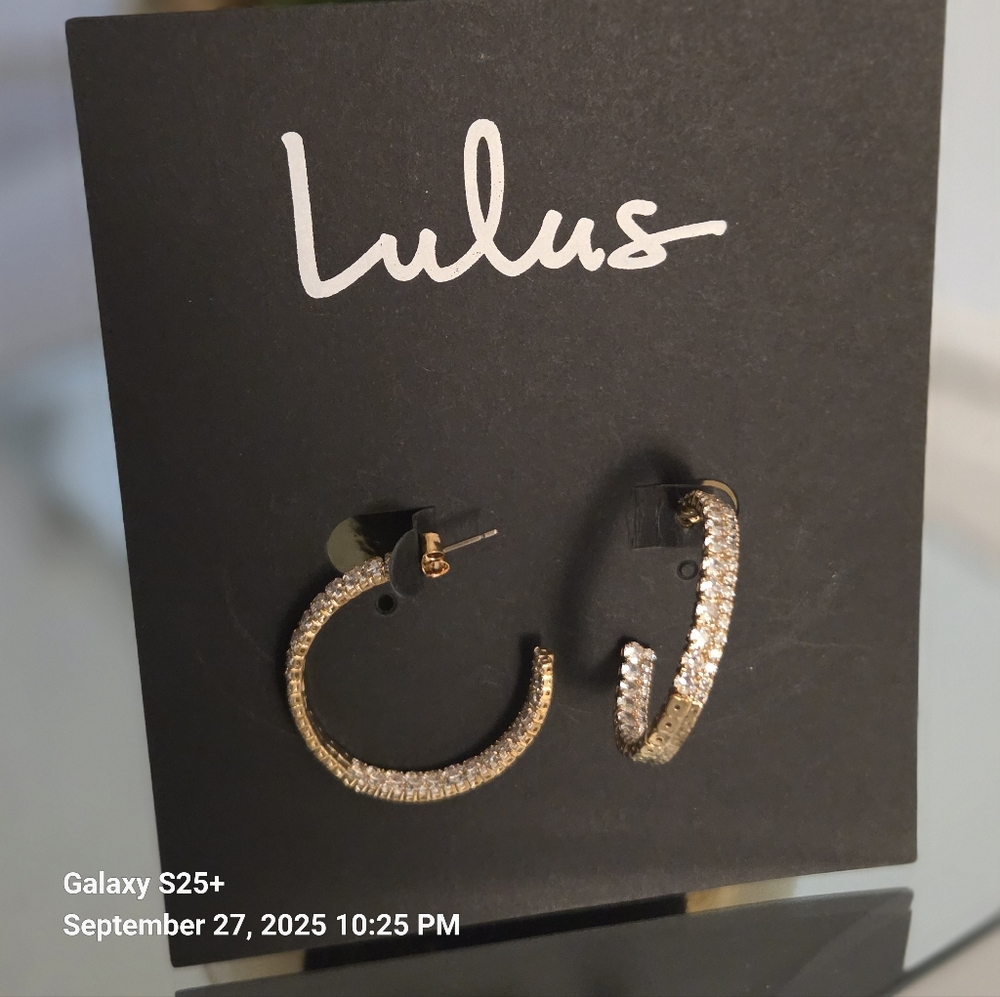 Lulu's Sparkling Gold Hoop Earrings